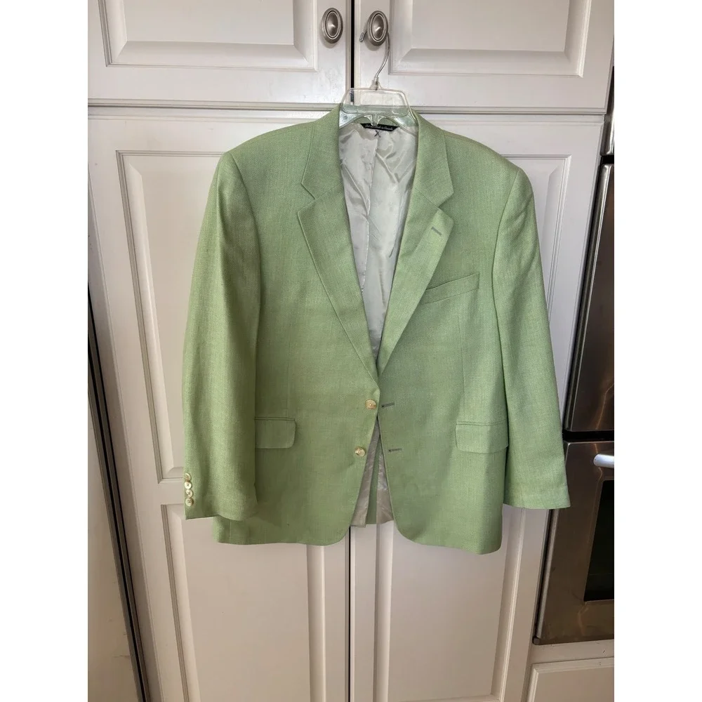 Jack Victor Resort Mens 44R Silk Blazer Sport Coat Green Made in Canada BOCAWOOD